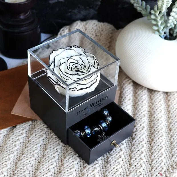 Eternal flower rose jewellery box decorative display gift packaging 8.5 cm