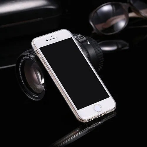 360 degree all inclusive TPU phone case for iPhone in black showing front and back covers