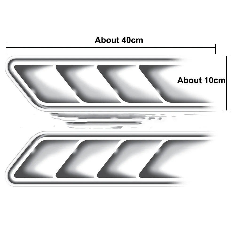 Grey imitation car air outlet vent sticker 40x10cm on a vehicle body panel with strong adhesive PET material