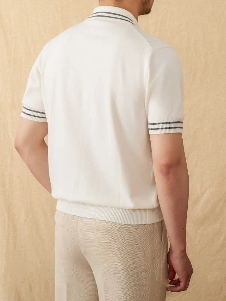 Cotton leisure polo shirt with lapel collar and short sleeves in apricot colour.