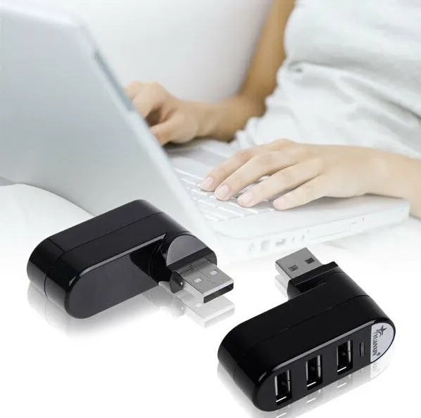 Black and white USB hub splitter with multiple USB 2.0 ports for computer expansion