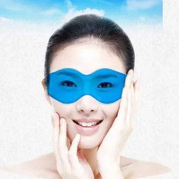 Gel ice eyeshade cooling eye mask in blue, size 16 by 5 centimetres, for eye fatigue relief