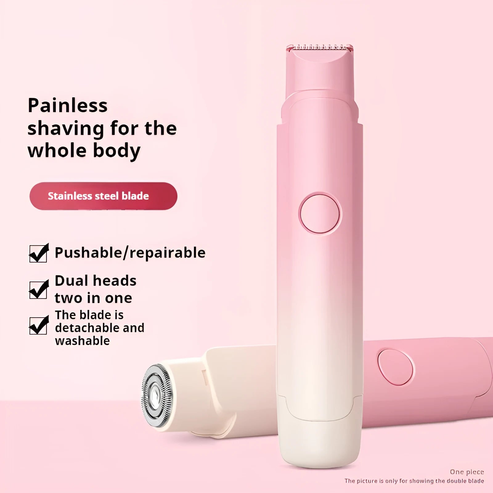 Apricot unisex electric hair trimmer with dual head for wet dry shaving of armpits and private areas