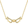 Women's 925 silver hollow-out wings love necklace on display