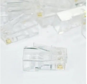White unshielded network crystal head RJ45 connector with gold-plated contacts and all copper insert