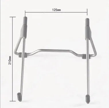 A grey mobile phone and laptop stand made from aluminium alloy and engineering plastic.