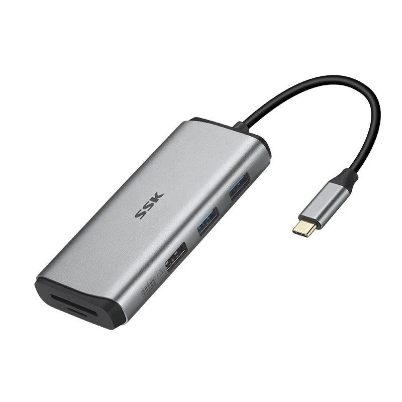 11-in-1 USB C hub adapter with HDMI VGA USB 3.0 Ethernet PD and card reader ports, metal casing