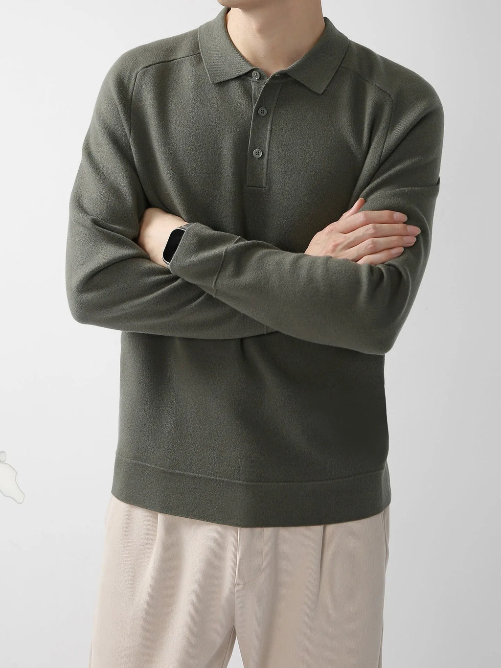 Men's lambswool knit polo sweater with raglan sleeves, solid colour, regular fit, sizes M-XXXL.