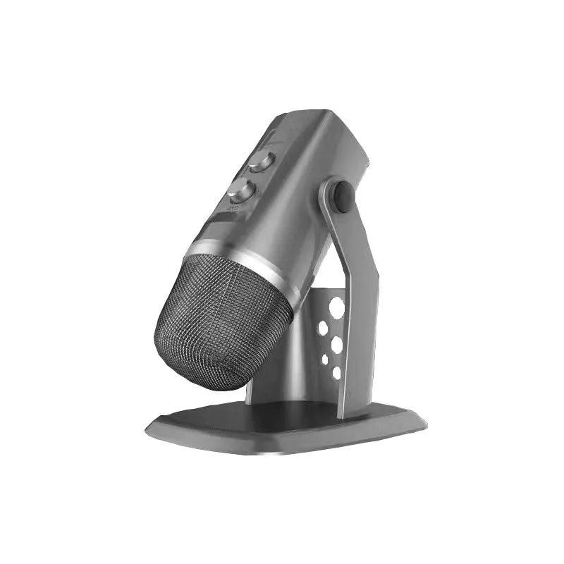 Silver plastic USB omnidirectional microphone with built-in mic for computer recording