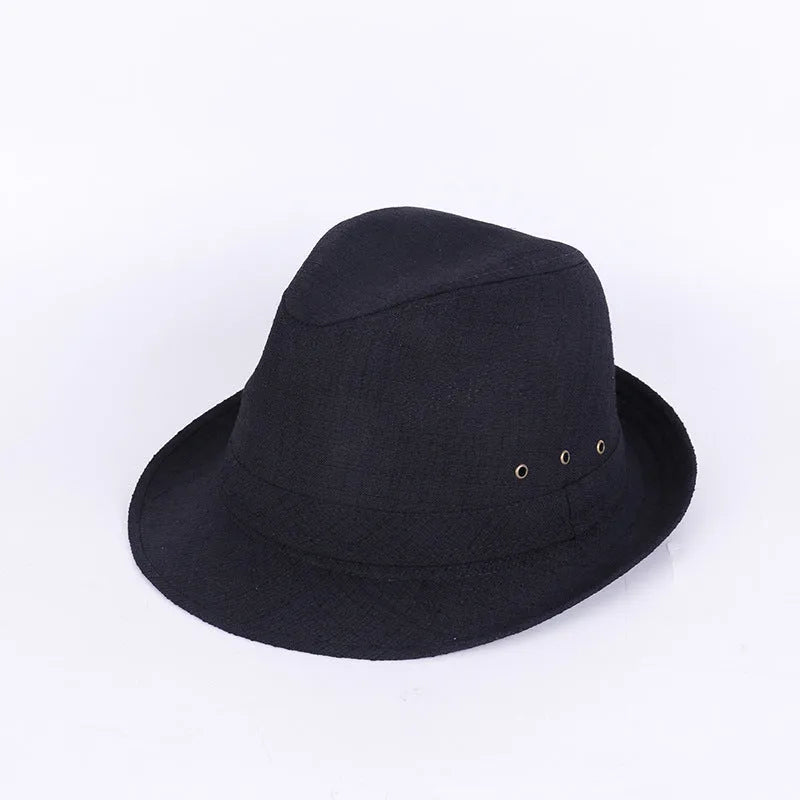 Thickened suit material fedora hat for men shown in available colours and sizes.