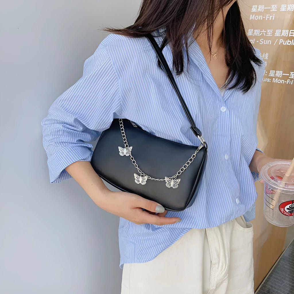 Fashion butterfly chain underarm bag in European retro style with chain detailing and internal organisation