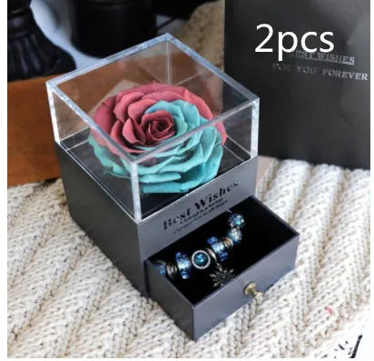 Eternal flower rose jewellery box decorative display gift packaging 8.5 cm