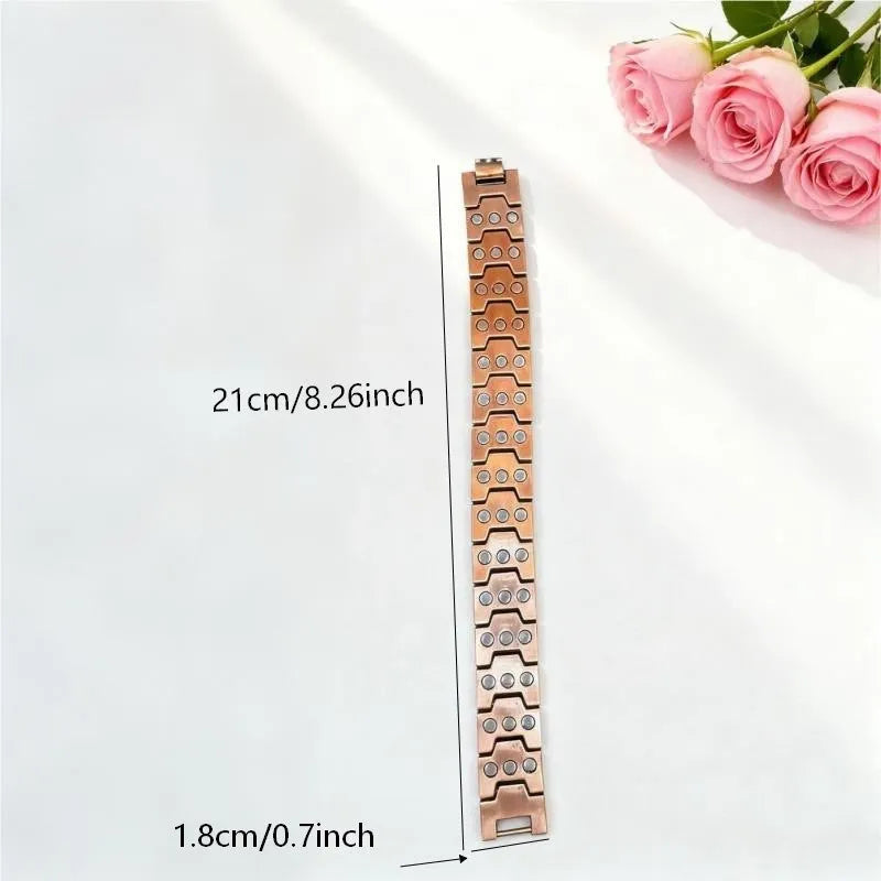 Retro bronze zinc alloy unisex magnet bracelet with geometric pattern and adjustable regulator