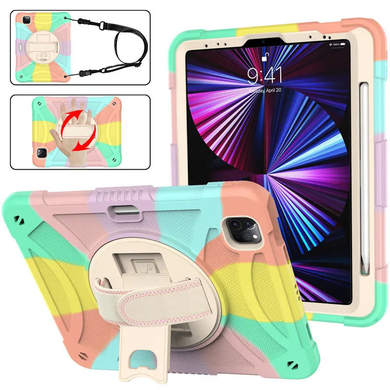 Apple iPad magnetic rotating bracket protective case in colourful rose gold silicone