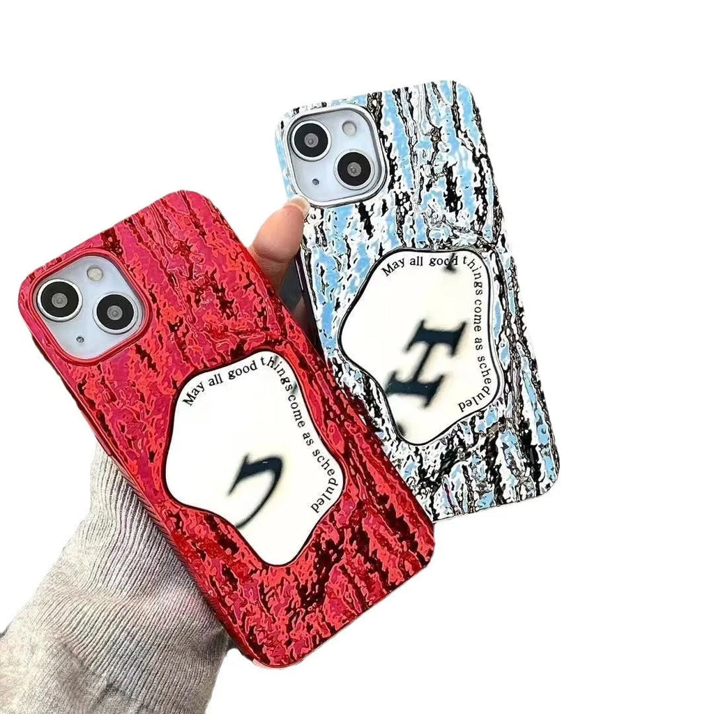 Fashion electroplated silicone phone case with mirror finish and fall protection in New Year red stone pattern