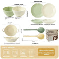 Seven-piece ceramic tableware set in solid colour with modern Japanese style design
