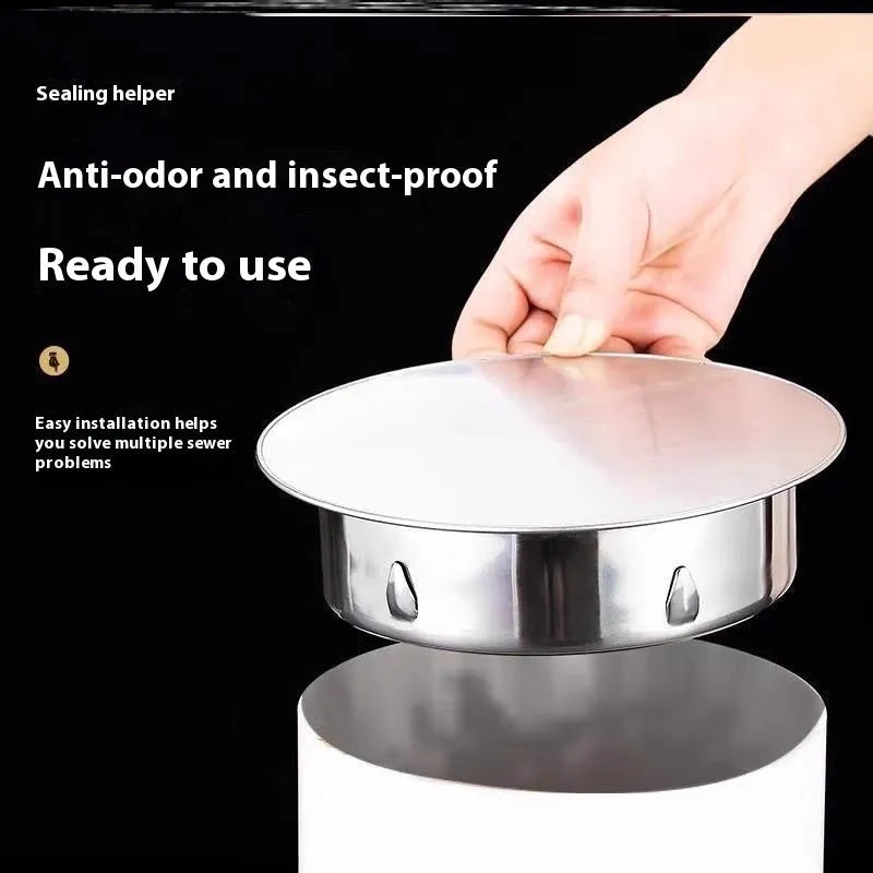 Stainless steel deodorant floor drain seal cover for 201-to-160 tube plug fittings