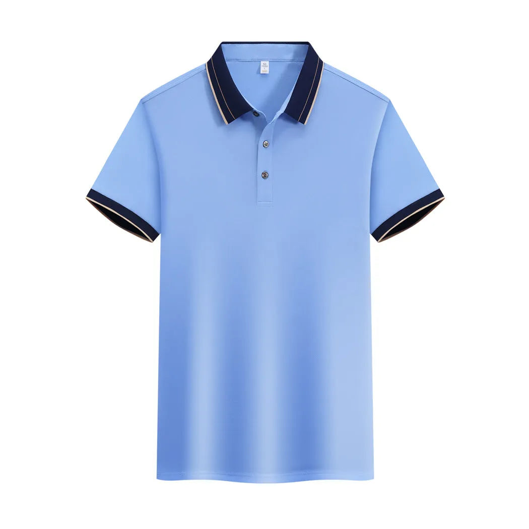 Ice Ion mercerised pearl cotton colour matching collar polo shirt in white, men and women regular fit short sleeve