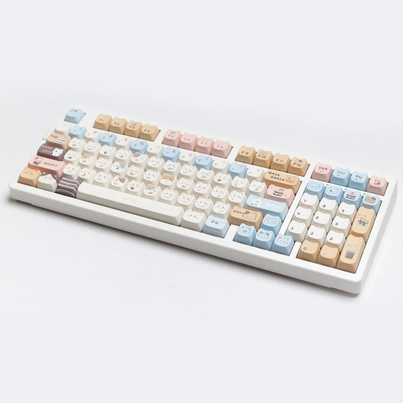 High Sea Salt Cat themed PBT keycap set for mechanical keyboards, showing detailed artwork on keys.