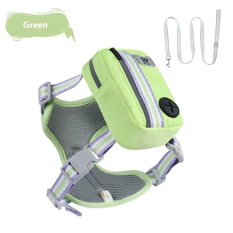 Explosion-proof anti-strangulation pet harness in Oxford cloth with 1.5m holding rope attached