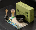 Guyun matcha eight-piece set with 600ml ceramic bowl, spoon, strainer, sifter, tea mat, stands and shelf