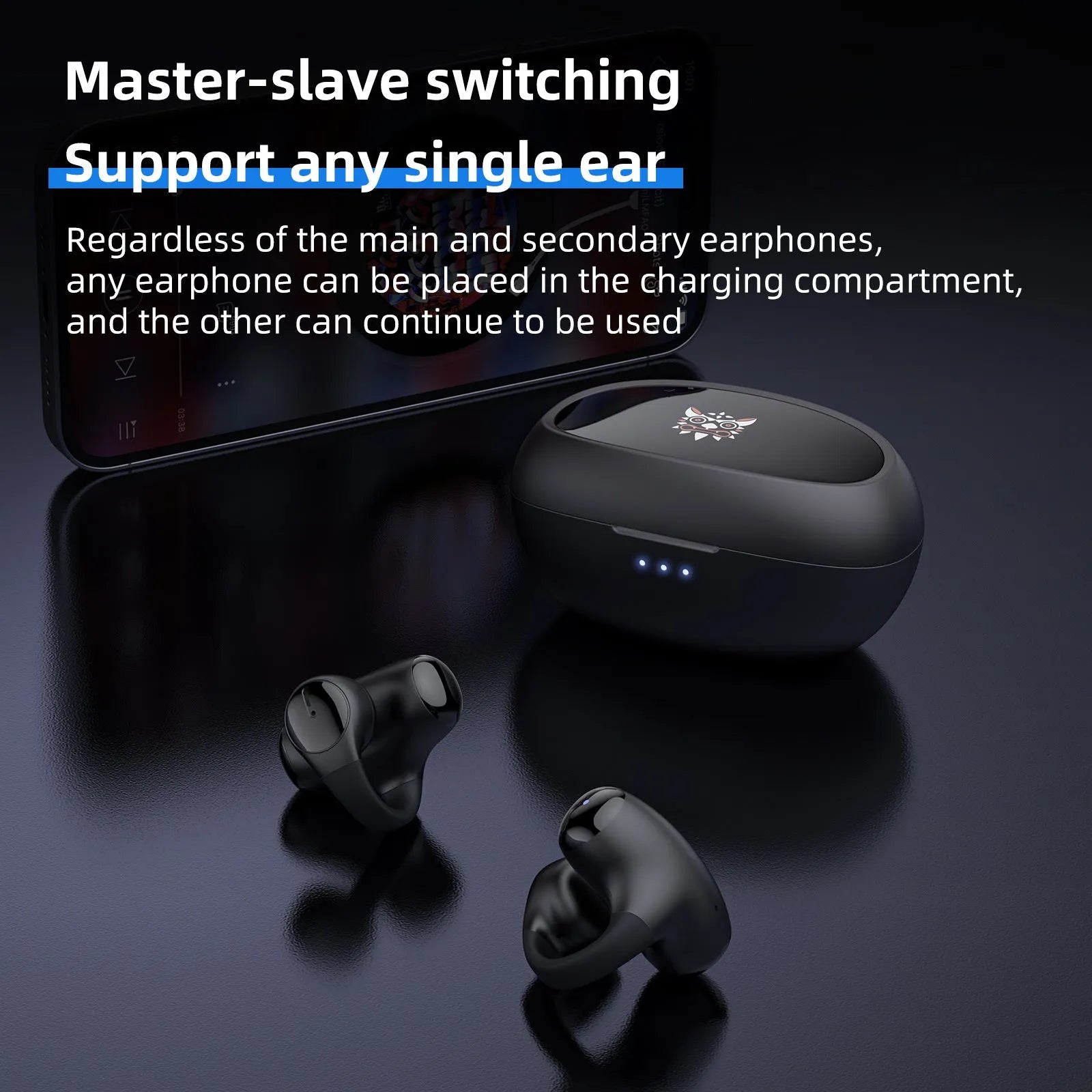 T306 black and white Bluetooth wireless sports gaming headset with ear hook design