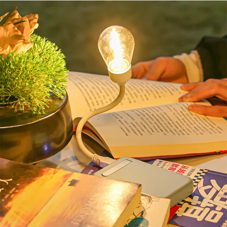 USB rechargeable folding night light with tungsten S14 bulb in warm white colour