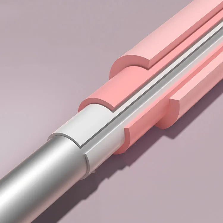 Telescopic yoga body stick with steel core and foam grip, adjustable from 62 to 92cm, shown in three colour options