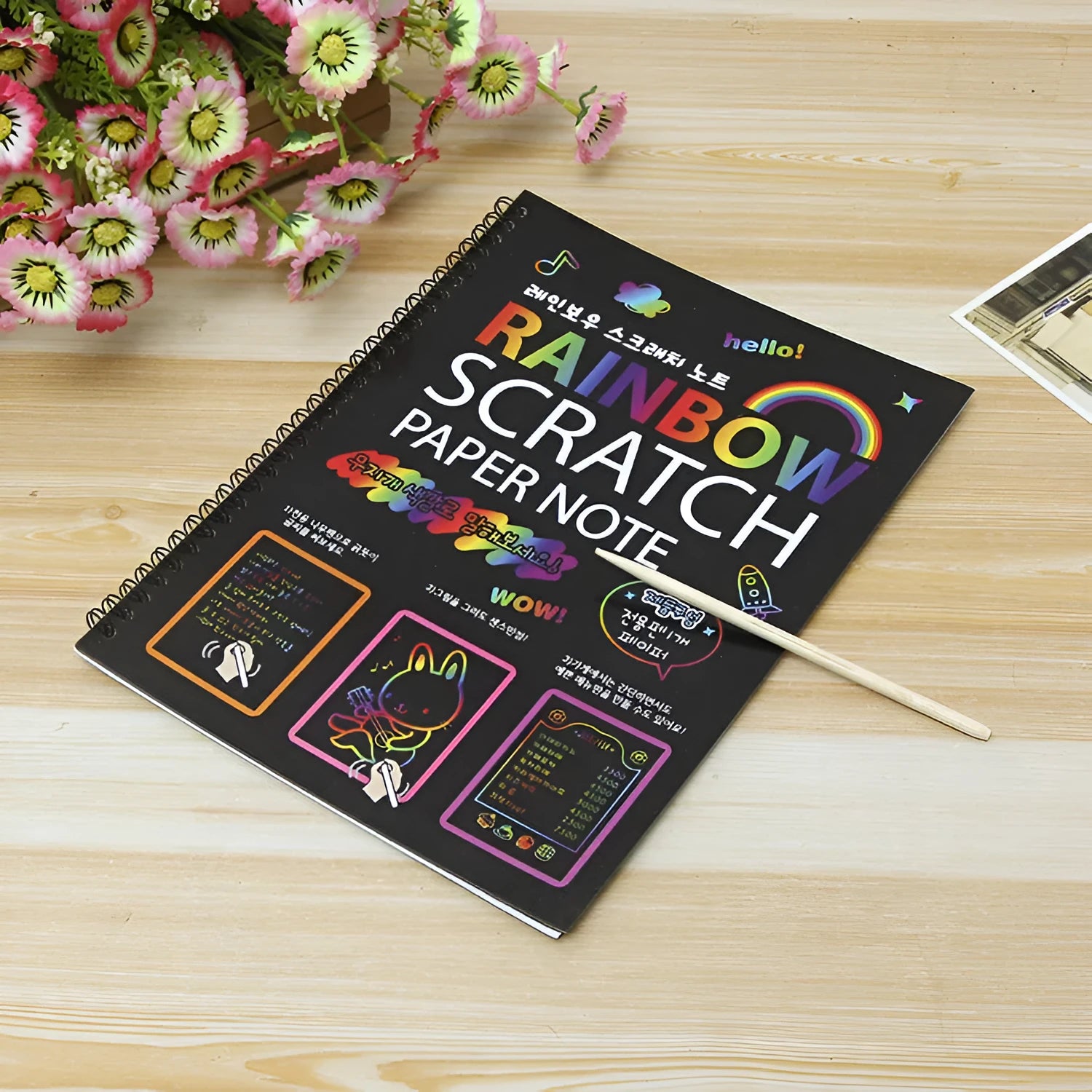 Children's large scratch art paper 26x19cm with scraping tool for DIY creative painting
