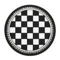 PVC plastic car cup holder mat coaster in black and white checkerboard pattern.