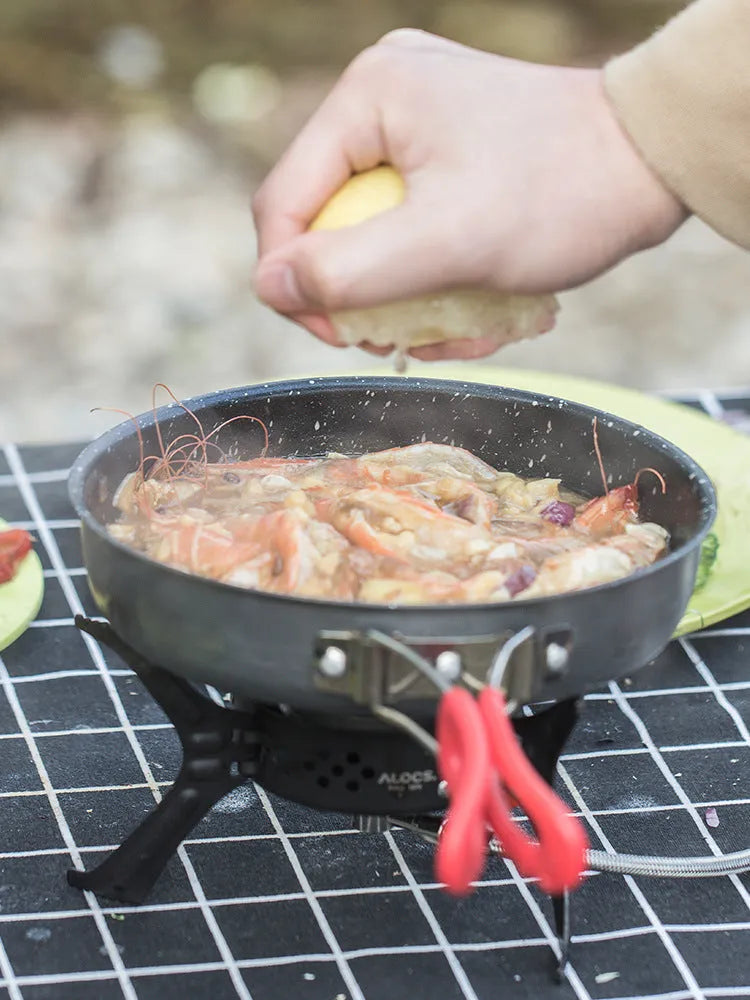 Alocs Medical Stone Color Non-stick Pan Small Folding Frying Pan for Household Outdoor Camping Cooking with Aluminium Alloy Construction 180x44mm Portable Single Pan