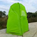 Outdoor dressing tent 120x120x210cm with glass fibre poles, shown in blue, green, or yellow for shower and beach use