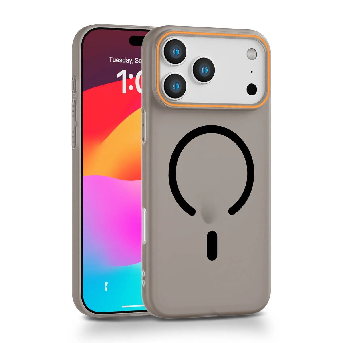 Frosted PC magnetic phone case for iPhone 16, transparent black, with anti-fingerprint finish and all-inclusive edges