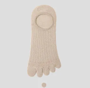 Modal cotton five-finger ultra-thin boat socks in white, khaki, grey and black colours
