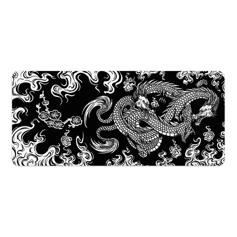 Flower Dragon pattern cloth gaming mouse pad with non-slip base in various sizes