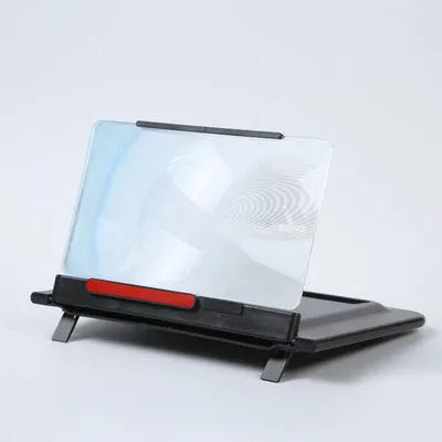 12-inch pull-out horizontal and vertical screen amplifier 3D bracket in black with Fresnel lens