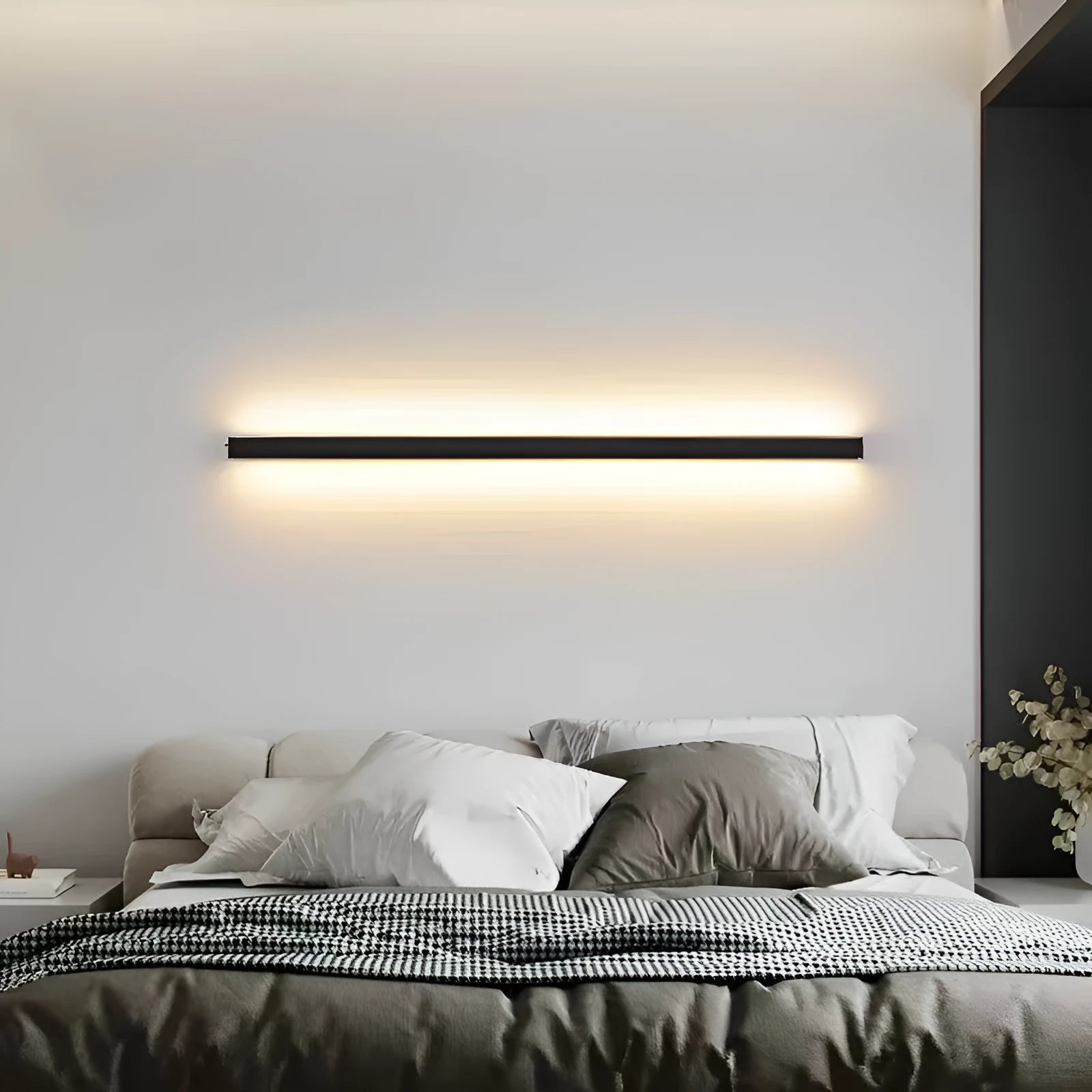 80cm long black aluminium strip LED wall lamp with touch control for three light colours.