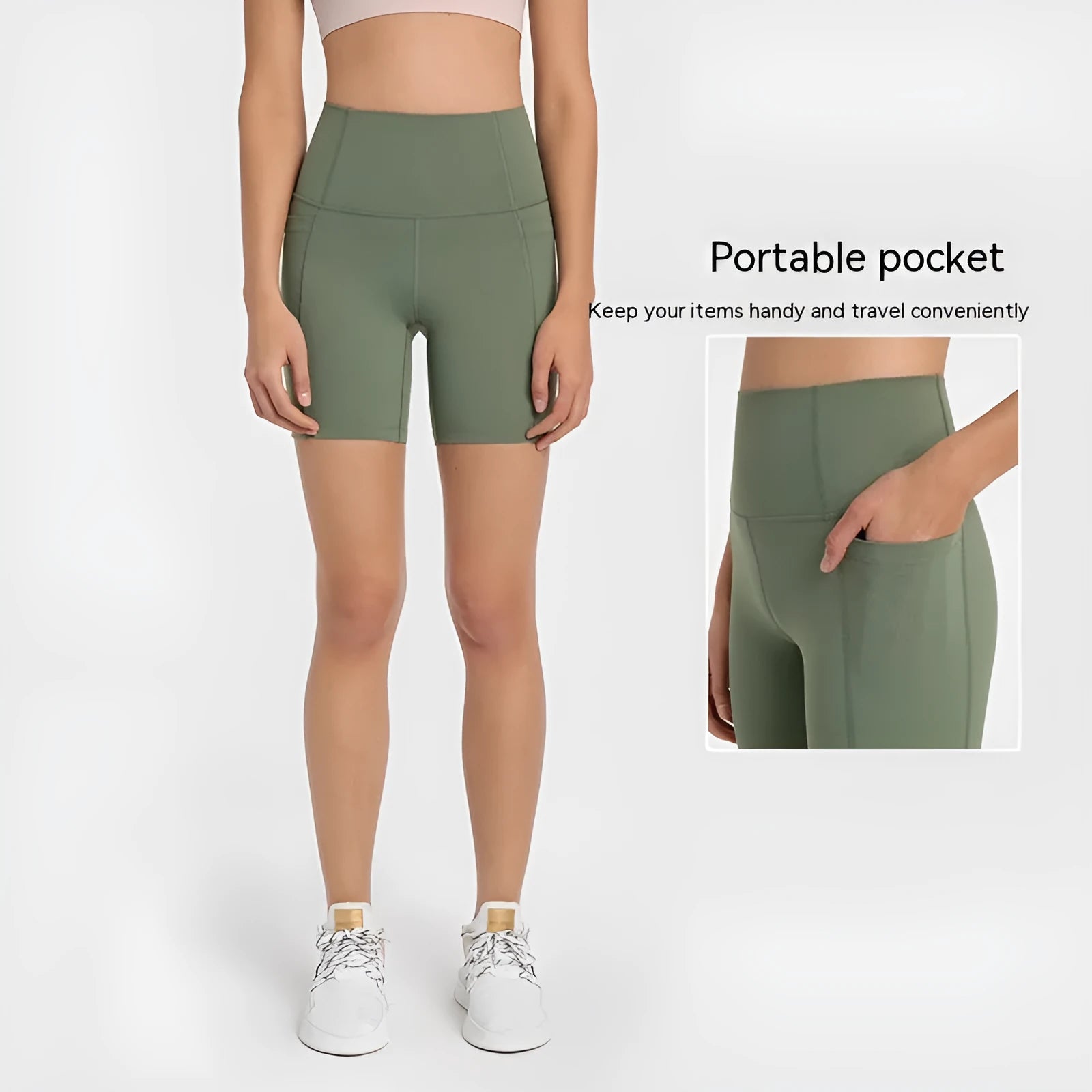 Women's tight-fitting super stretch sports shorts in a solid colour, shown on a model.