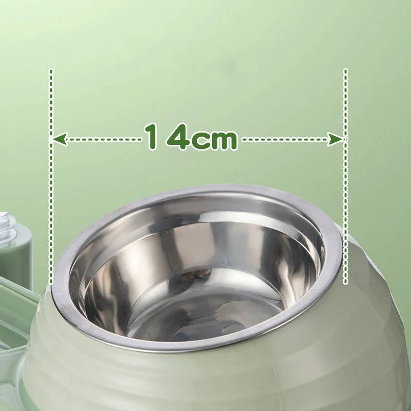 Brown automatic water dispenser cat bowl set with elevated food bowl for cats and small dogs