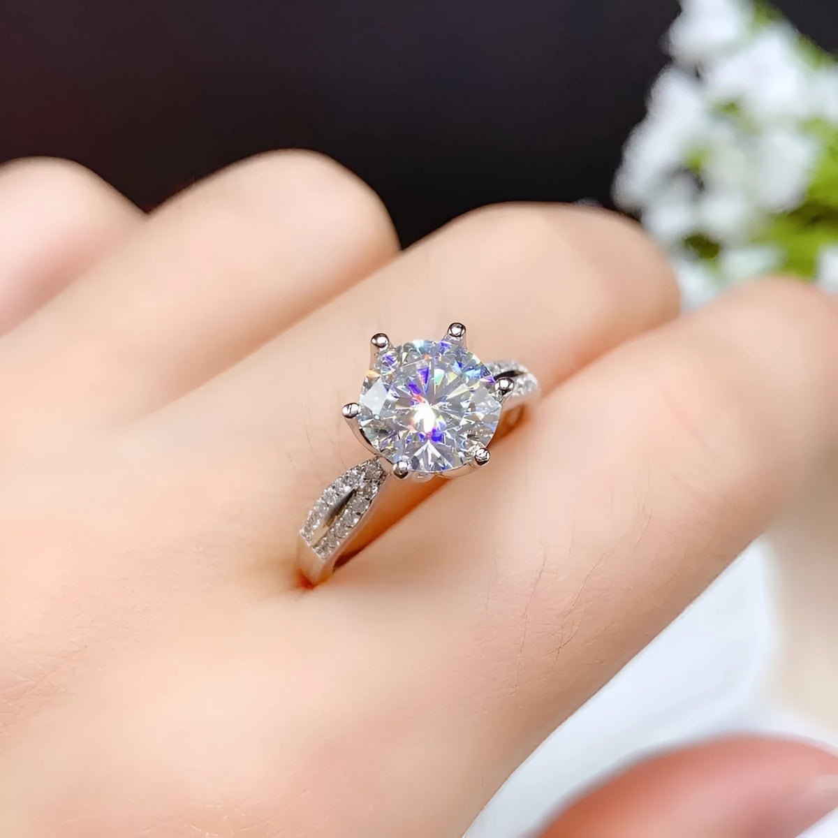 Diamond zircon open ring for women with adjustable band and full sparkling stones, Style1