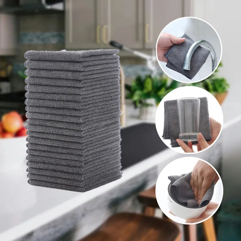 Grey 25x25cm microfiber kitchen cleaning cloth for pots and bowls