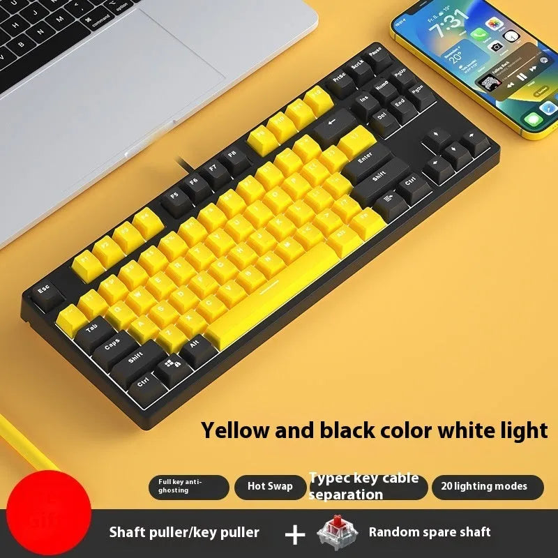 87-key mechanical gaming keyboard with dual-colour backlighting and metal chassis