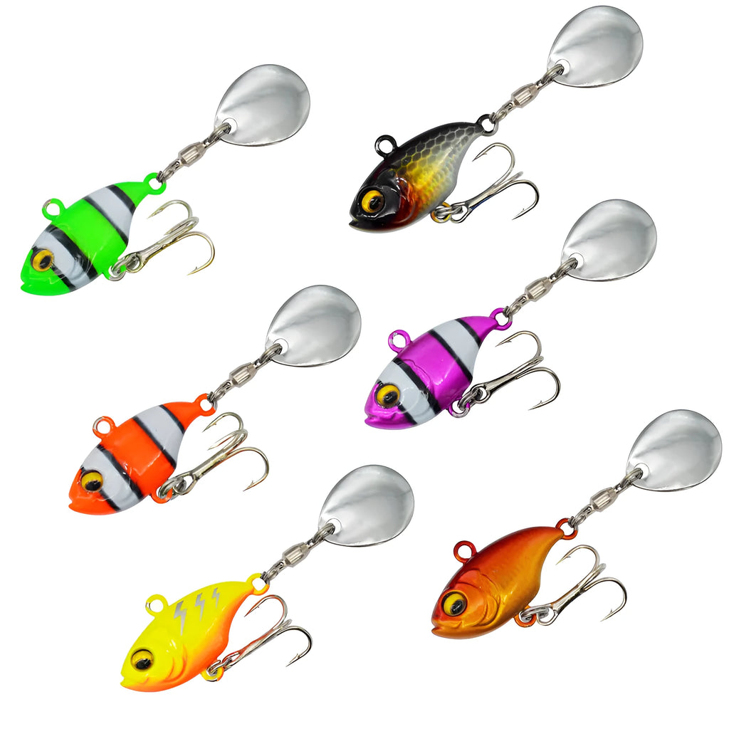 Metal sea fishing iron plate lure with rotating sequins in multiple colour options.