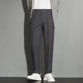 Men's straight-leg suit trousers in chemical fibre blend fabric with spring draping effect