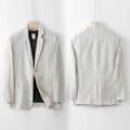 Men's casual linen suit jacket in loose fit with long sleeves showing solid colour options