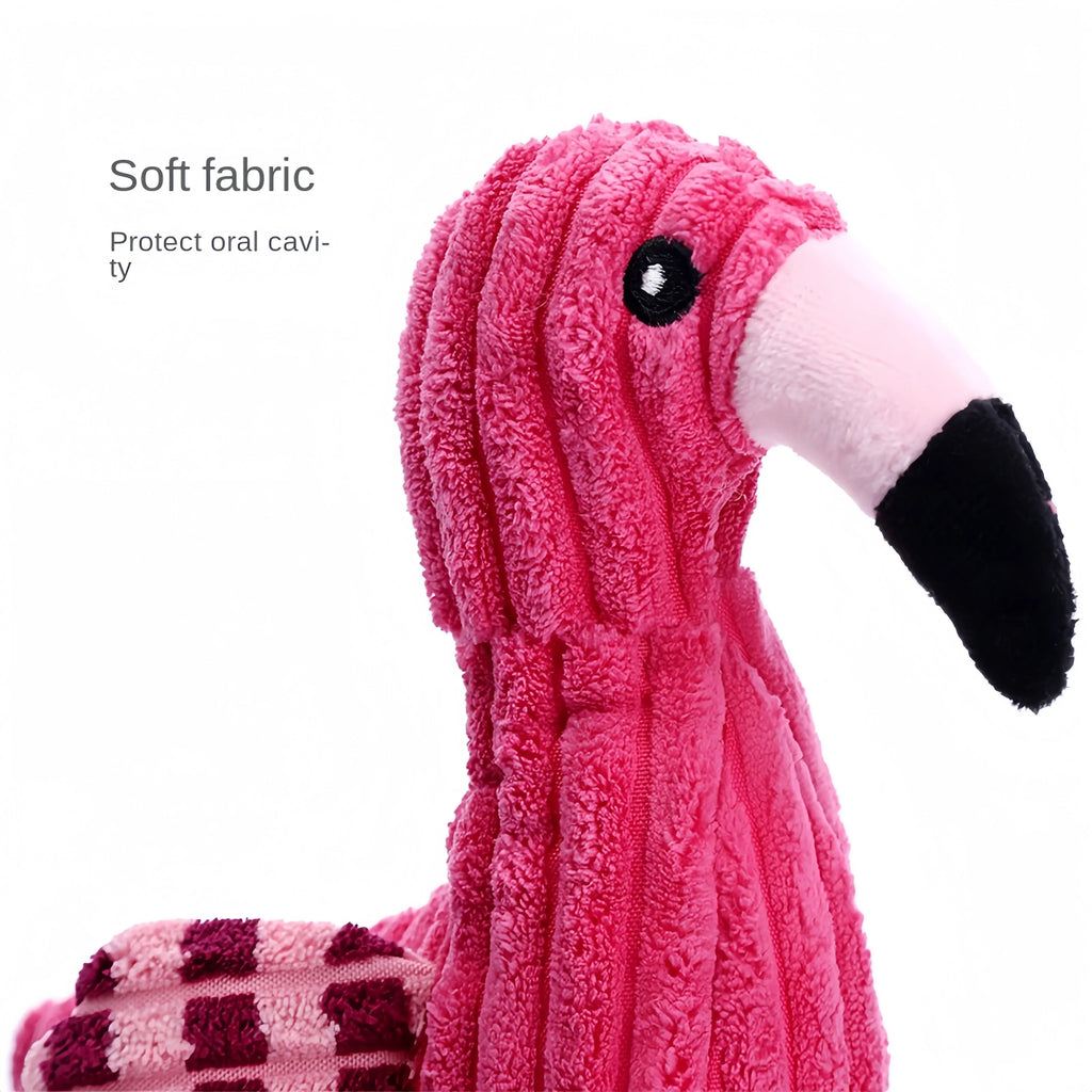 Pink corduroy animal-shaped squeaky dog toy for small and large breeds