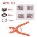 Stainless steel no-sew clothing button kit with pliers for children's garments