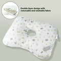 Single hole ear support pillow in grey on a white background, showing its contour and compact size.