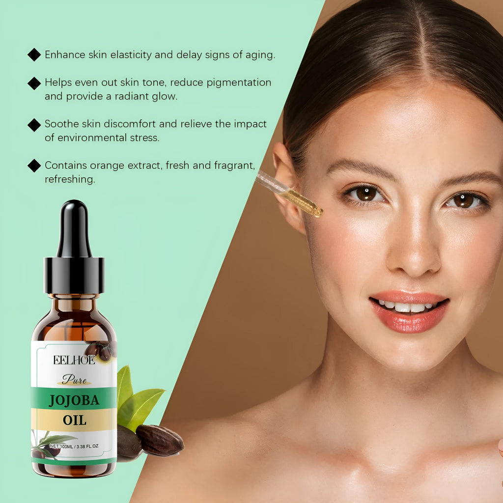 100ml organic jojoba facial oil bottle with vitamin E and orange extract ingredients