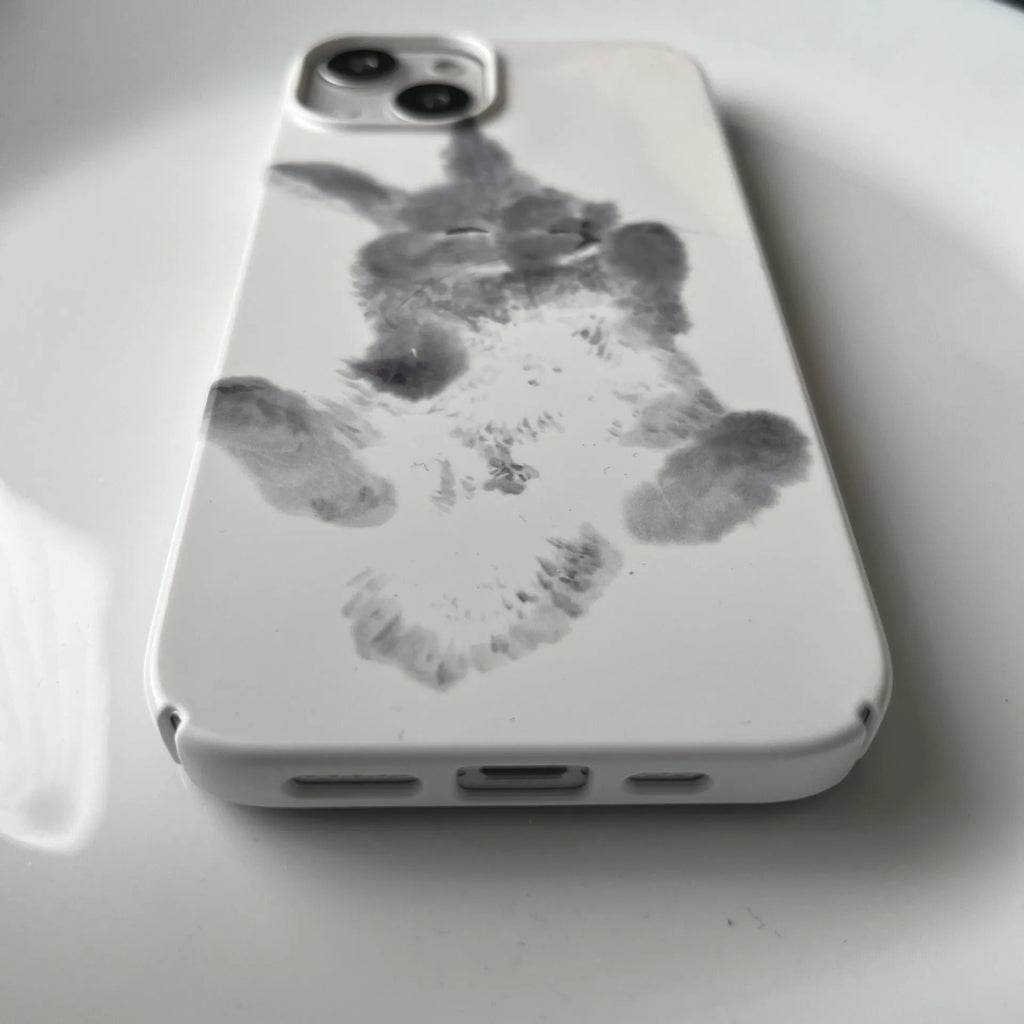 Rabbit Chinese ink art film phone case for iPhone, protective shell with glossy finish